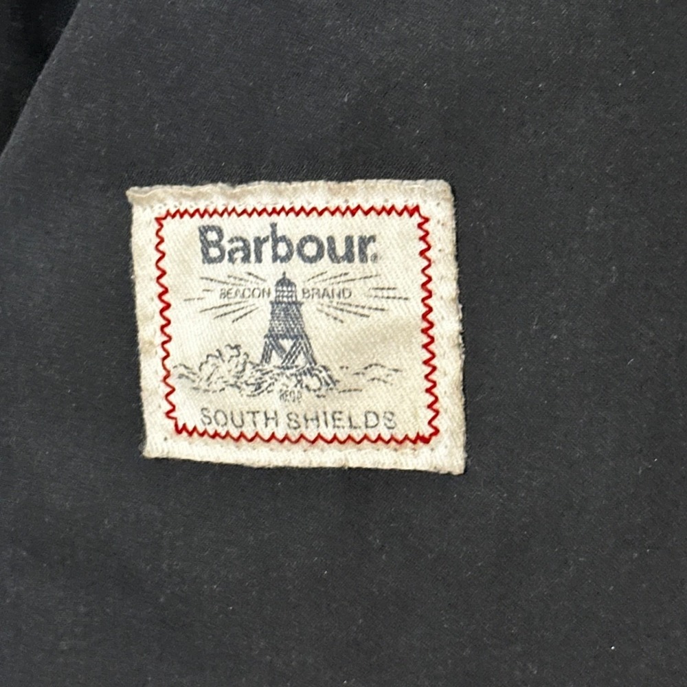 Barbour Shore Jacket Wax Waterproof Navy Rain Coat Jacket Size US 10 / UK 14 - Picture 3 of 16